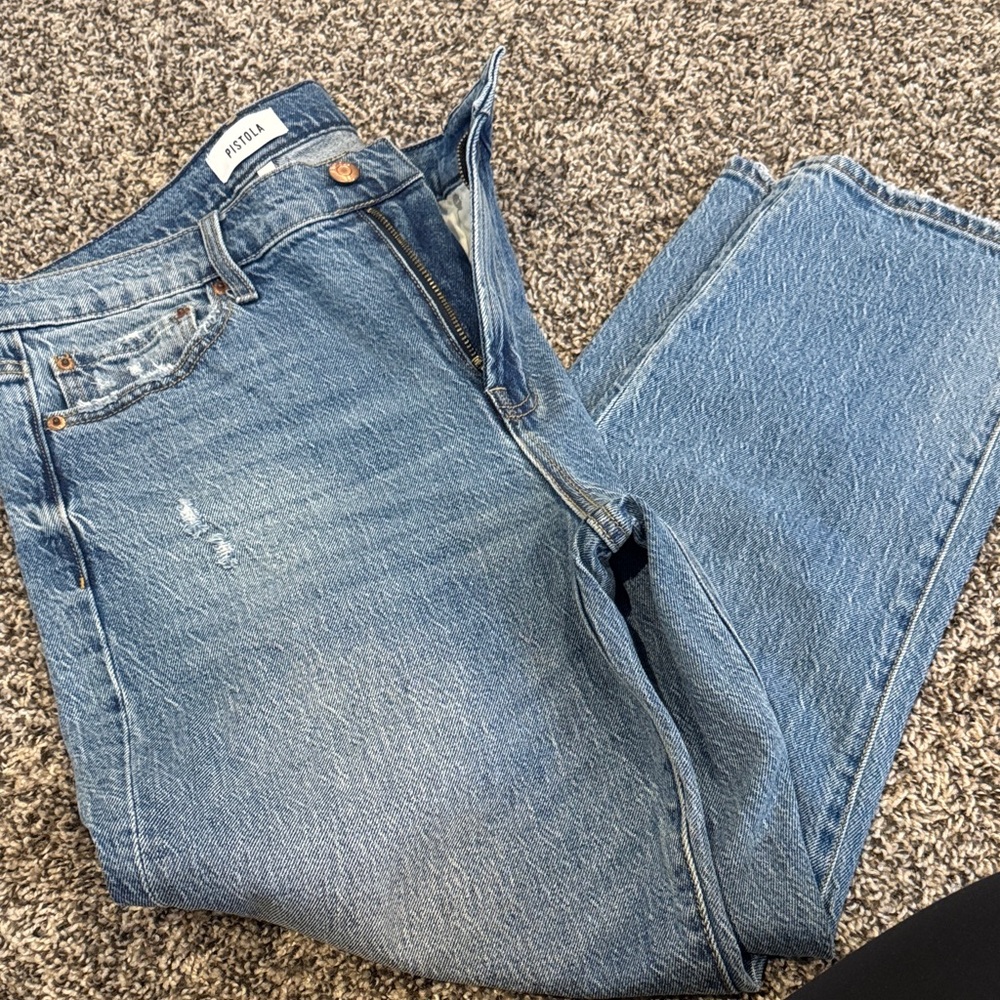 Pistola Charlie High Rise Straight Jean in Resolution Vintage wash.